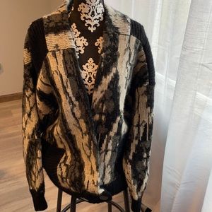 MICHAEL CAROL Italian Design Very Long Sweater Cardigan 70% Wool Mohair